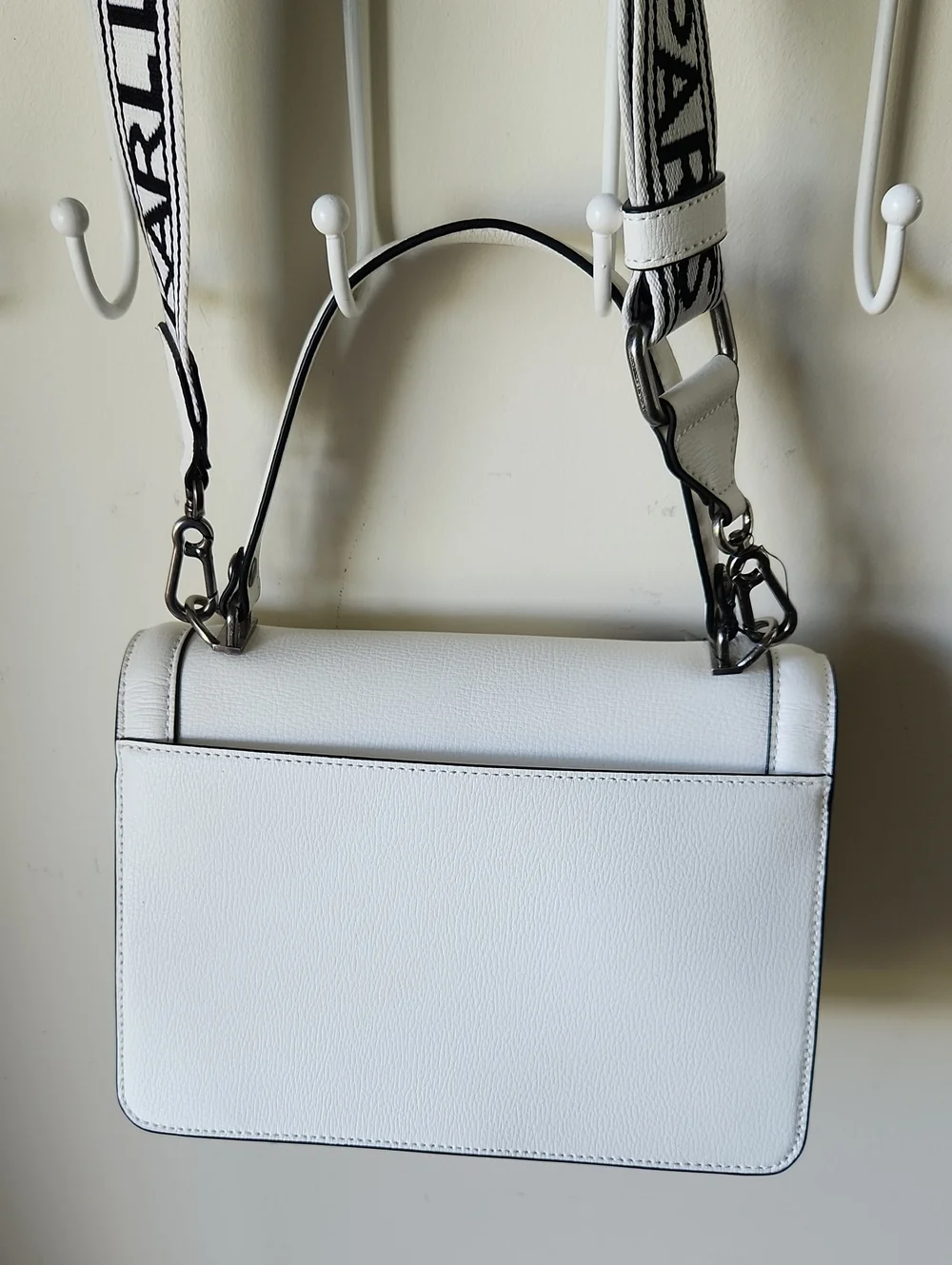 NWT Karl Lagerfeld Simone Paris crossbody Leather shoulder Purse White